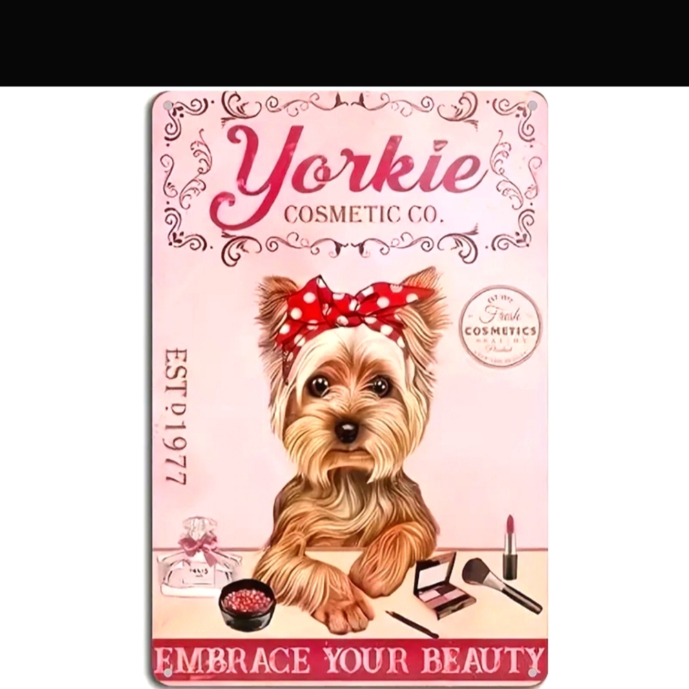 Adorable Vintage Yorkie Tin Sign